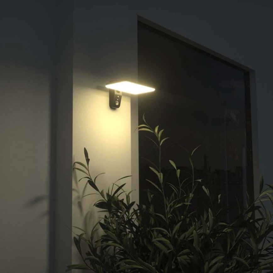 LED Соларен аплик със сензор LED/15W/3,2V 4000K/6000K IP65 6000 mAh черен