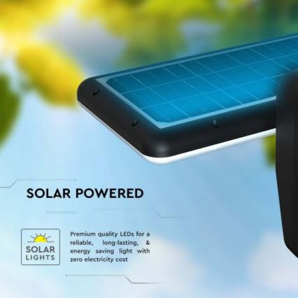 LED Соларен аплик със сензор LED/15W/3,2V 4000K/6000K IP65 6000 mAh черен