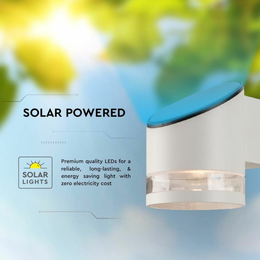 LED Соларен аплик със сензор LED/1W/3,7V IP54 3000K 1200 mAh бял