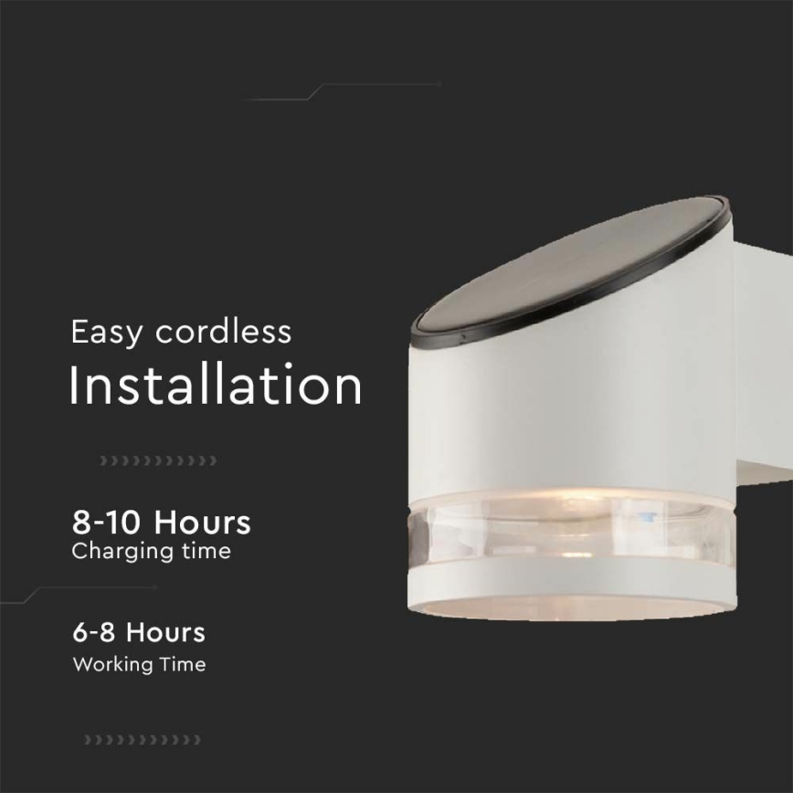LED Соларен аплик със сензор LED/1W/3,7V IP54 3000K 1200 mAh бял
