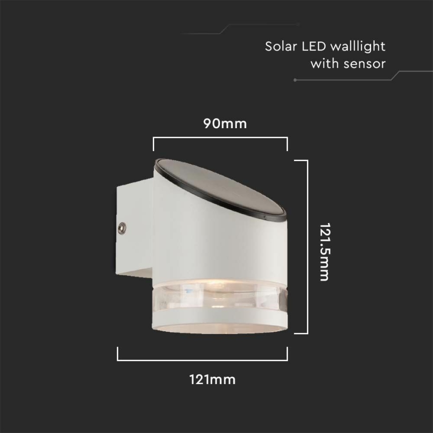 LED Соларен аплик със сензор LED/1W/3,7V IP54 3000K 1200 mAh бял