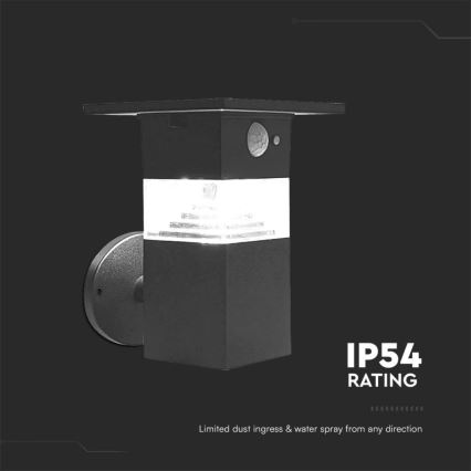LED Соларен аплик със сензор LED/2,5W/3,7V IP54 3000K