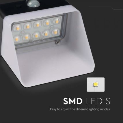 LED Соларен аплик със сензор LED/2W/3,7V 4000K IP65 1200 mAh