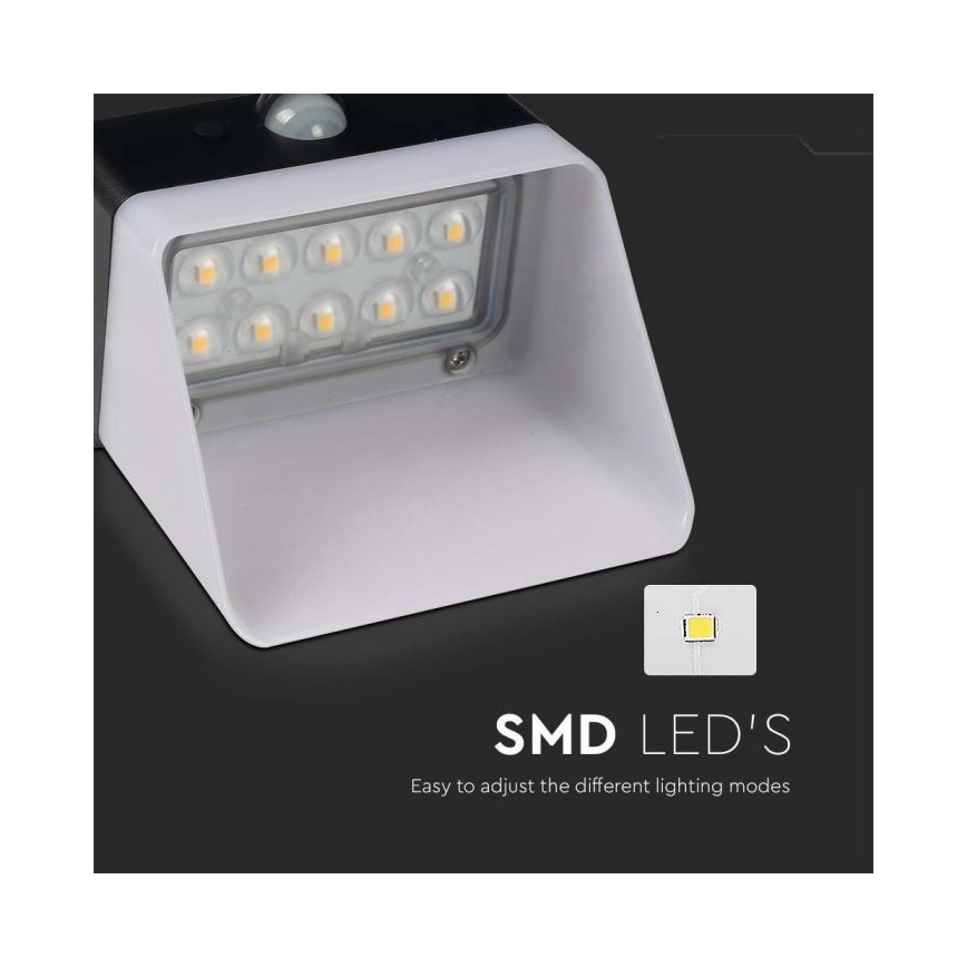LED Соларен аплик със сензор LED/2W/3,7V 4000K IP65 1200 mAh