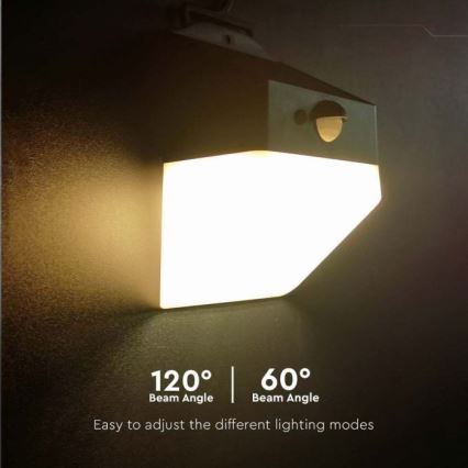 LED Соларен аплик със сензор LED/2W/3,7V 4000K IP65 1200 mAh