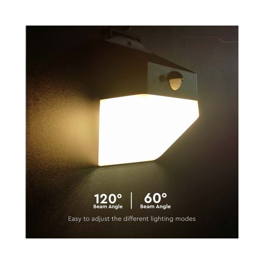 LED Соларен аплик със сензор LED/2W/3,7V 4000K IP65 1200 mAh