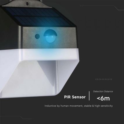 LED Соларен аплик със сензор LED/2W/3,7V 4000K IP65 1200 mAh