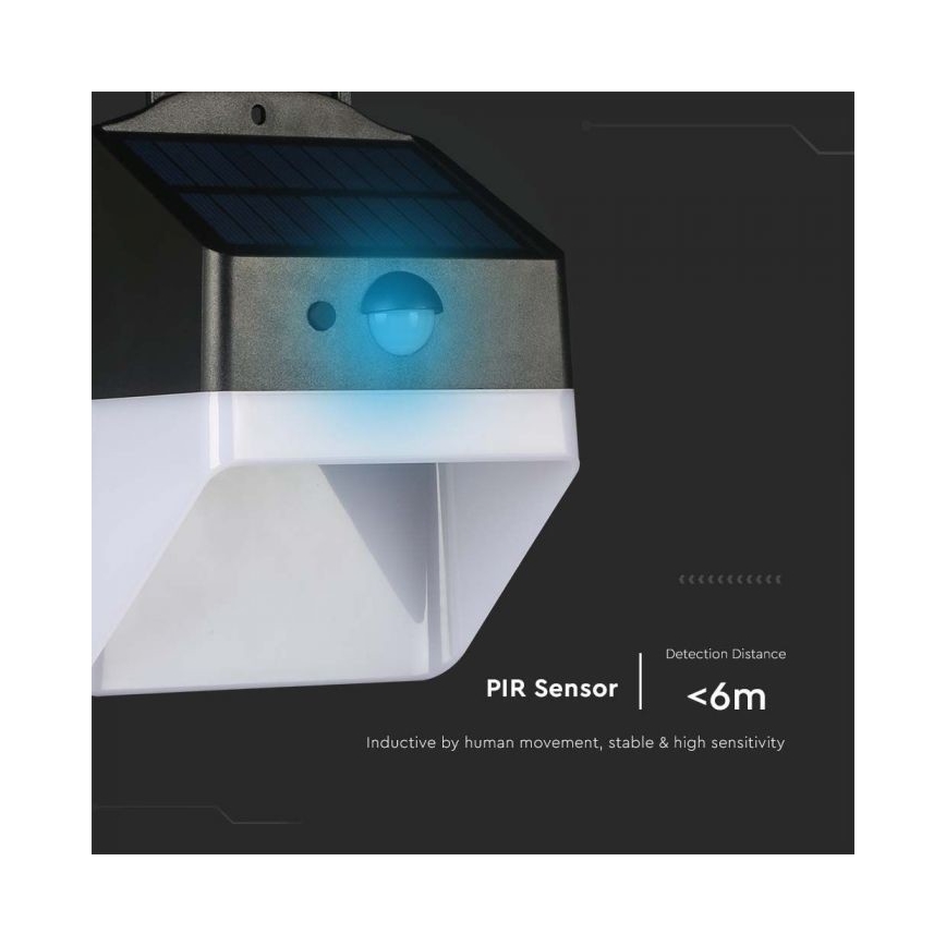 LED Соларен аплик със сензор LED/2W/3,7V 4000K IP65 1200 mAh