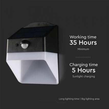 LED Соларен аплик със сензор LED/2W/3,7V 4000K IP65 1200 mAh