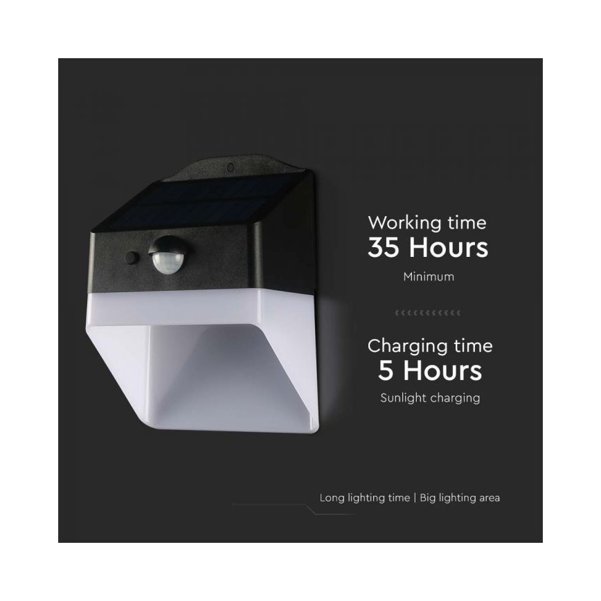 LED Соларен аплик със сензор LED/2W/3,7V 4000K IP65 1200 mAh