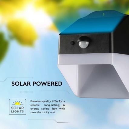 LED Соларен аплик със сензор LED/2W/3,7V 4000K IP65 1200 mAh