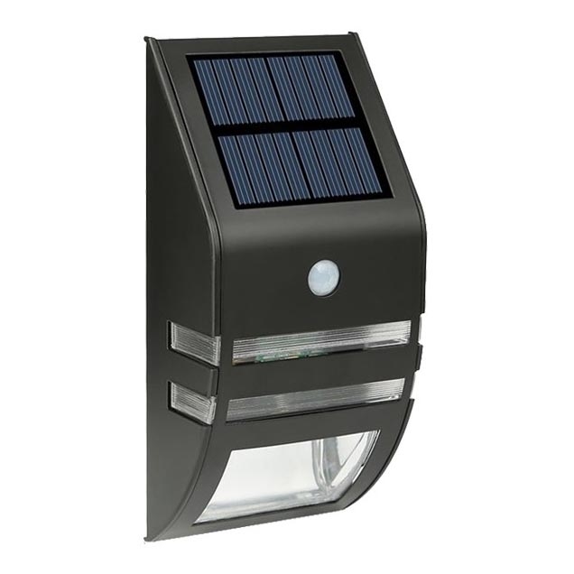 LED Соларен аплик със сензор LED/3,7V 600 mAh IP44 черен