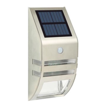 LED Соларен аплик със сензор LED/3,7V IP44 матов хром