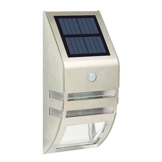 LED Соларен аплик със сензор LED/3,7V IP44 матов хром