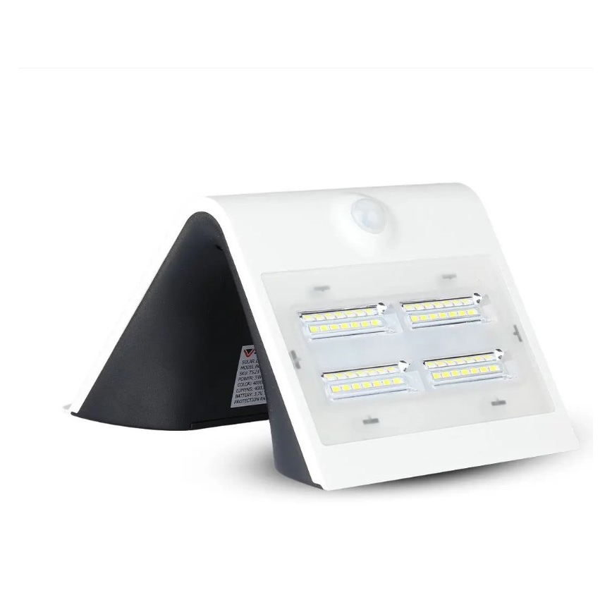 LED Соларен аплик със сензор LED/3W/3,7V 3000/4000K IP65 2000 mAh бял