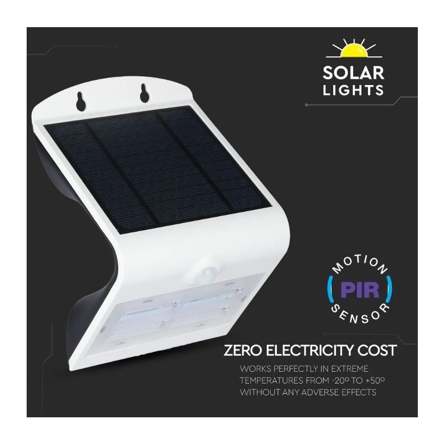LED Соларен аплик със сензор LED/3W/3,7V 3000/4000K IP65 2000 mAh бял
