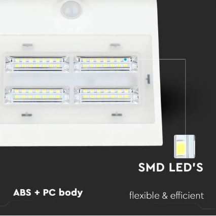 LED Соларен аплик със сензор LED/3W/3,7V 3000/4000K IP65 2000 mAh бял