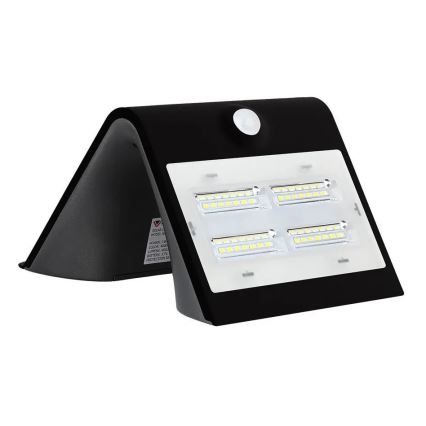 LED Соларен аплик със сензор LED/3W/3,7V 3000/4000K IP65 черен