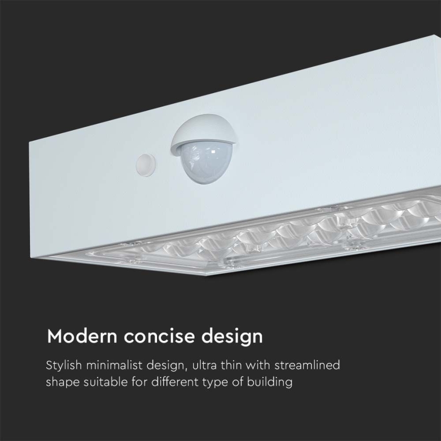 LED Соларен аплик със сензор LED/3W/3,7V 3000K/4000K IP65 бял
