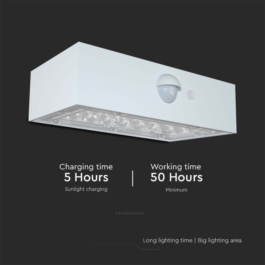 LED Соларен аплик със сензор LED/3W/3,7V 3000K/4000K IP65 бял