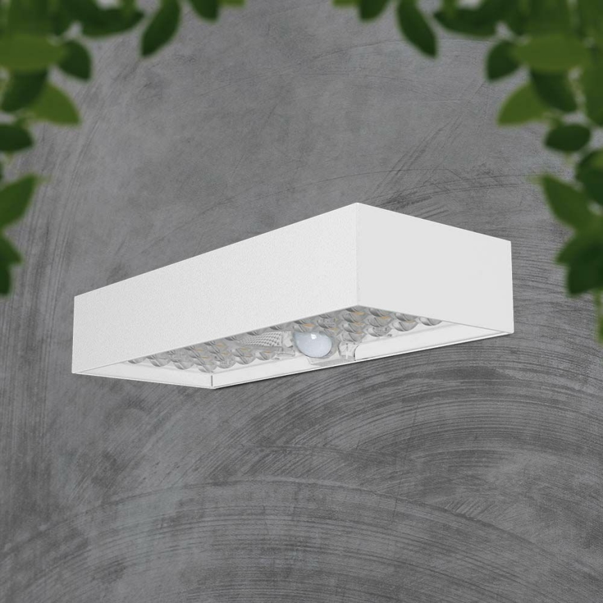 LED Соларен аплик със сензор LED/6W/3,7V IP65 4000K 3000 mAh бял