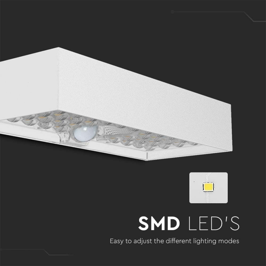 LED Соларен аплик със сензор LED/6W/3,7V IP65 4000K 3000 mAh бял