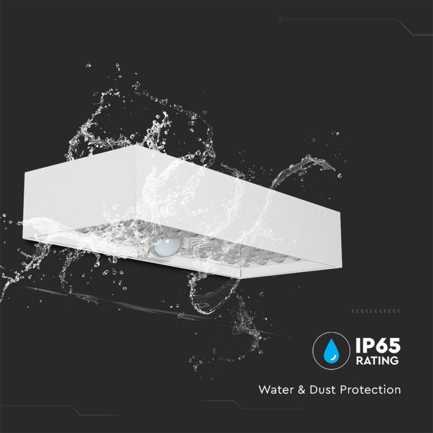 LED Соларен аплик със сензор LED/6W/3,7V IP65 4000K 3000 mAh бял