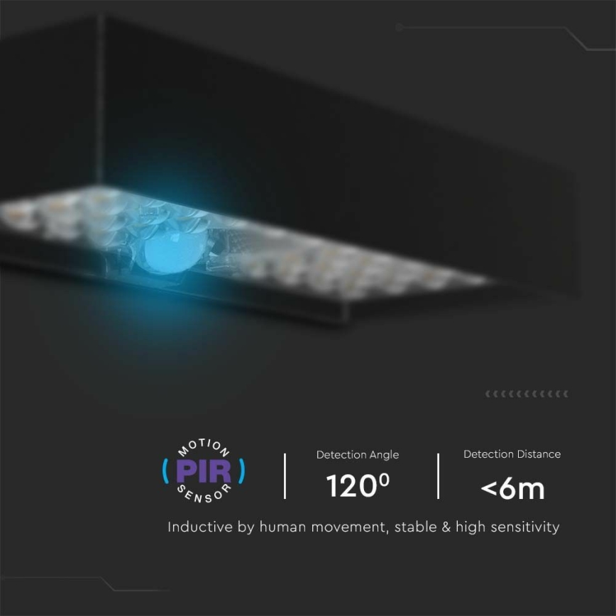 LED Соларен аплик със сензор LED/6W/3,7V IP65 4000K 3000 mAh черен