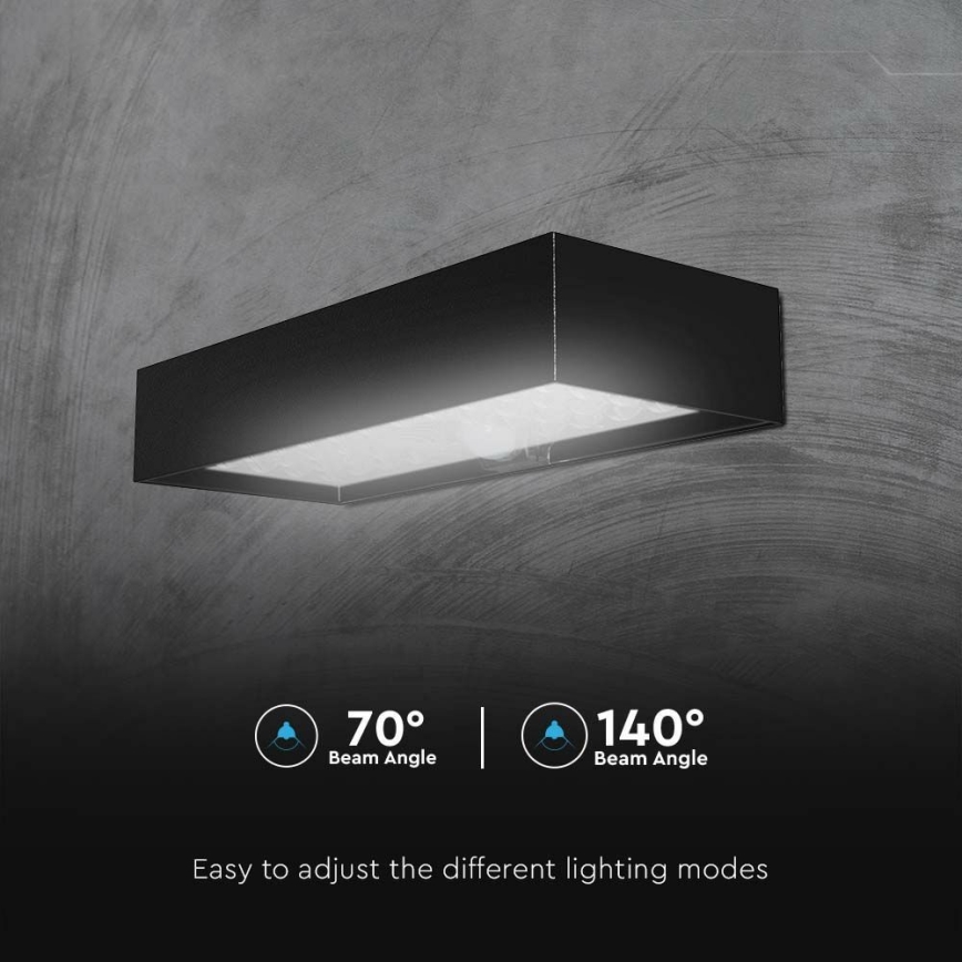 LED Соларен аплик със сензор LED/6W/3,7V IP65 4000K 3000 mAh черен