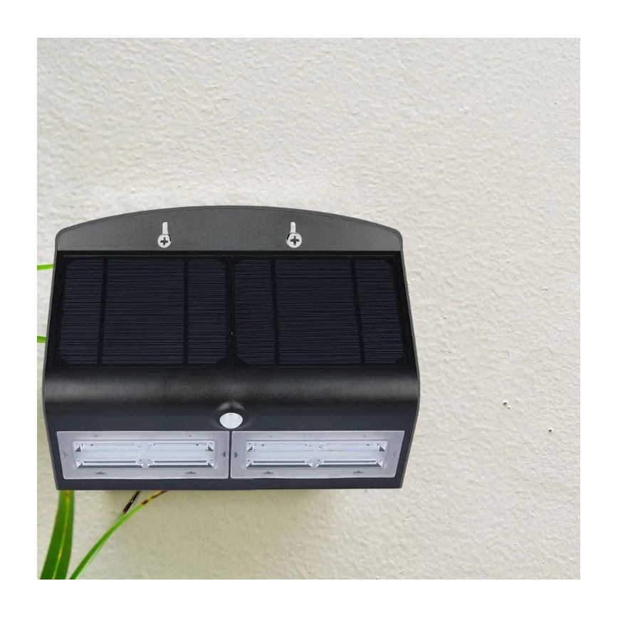 LED Соларен аплик със сензор LED/7W/3,7V 4000K IP65 черен