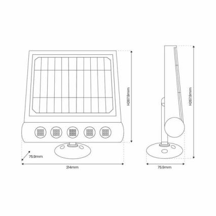 LED Соларен аплик със сензор LED/8W/3,7V 4000 mAh 4000K IP65