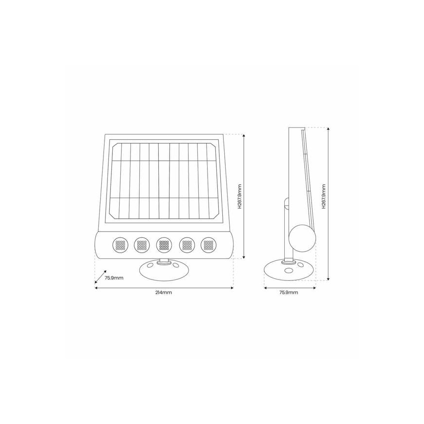 LED Соларен аплик със сензор LED/8W/3,7V 4000 mAh 4000K IP65