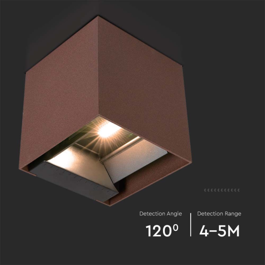 LED Соларен аплик със сензор LED/9W/3,7V IP65 4000K кафяв