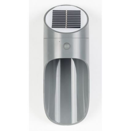LED Соларен аплик със сензор PALESA LED/1W/3,7V IP65 1800 mAh сив