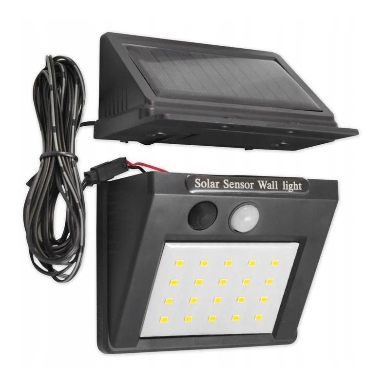 LED Соларен аплик със сензор с външен панел LED/0,55W/3,7V 1200 mAh IP65