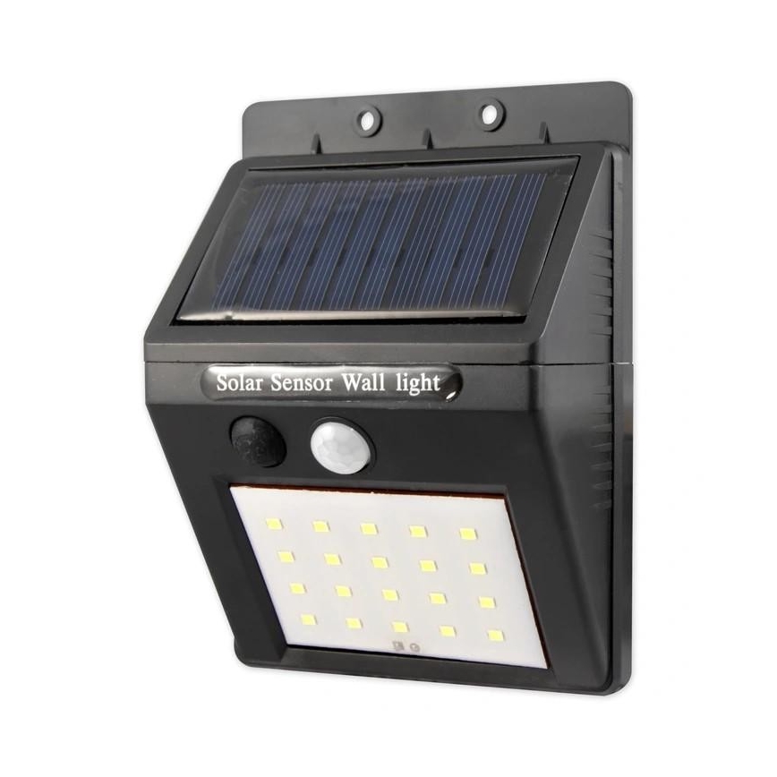 LED Соларен аплик със сензор с външен панел LED/0,55W/3,7V 1200 mAh IP65