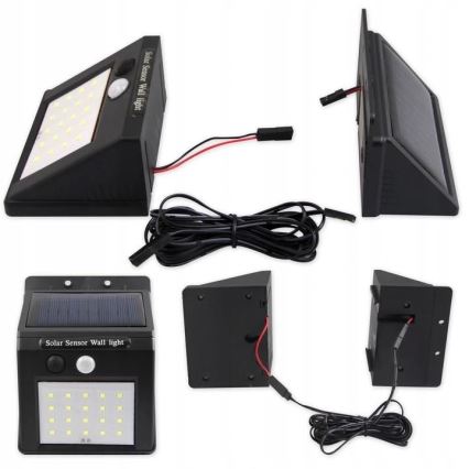 LED Соларен аплик със сензор с външен панел LED/0,55W/3,7V 1200 mAh IP65