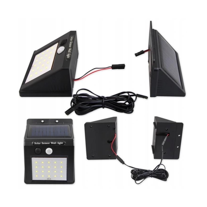 LED Соларен аплик със сензор с външен панел LED/0,55W/3,7V 1200 mAh IP65