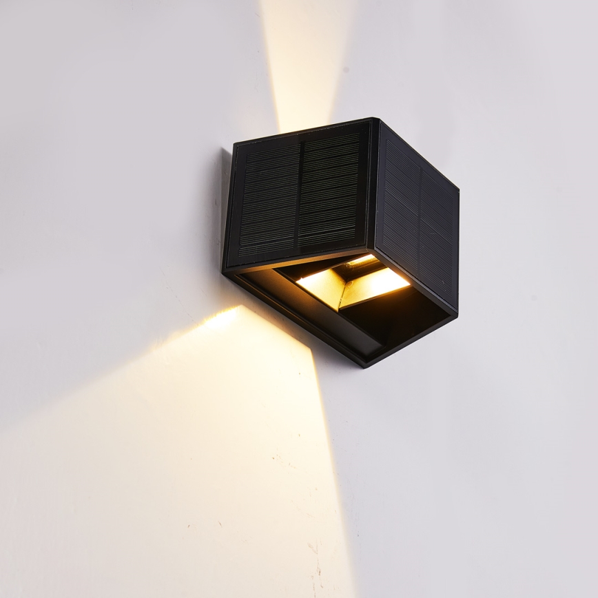 LED Соларен аплик WINGS LED/2W/1300 mAh 3,7V 3000K IP54 черен
