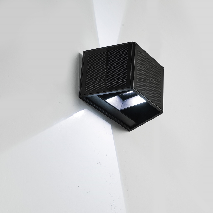 LED Соларен аплик WINGS LED/2W/1300 mAh 3,7V 6000K IP54 черен