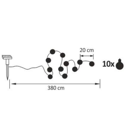 LED Соларен декоративни лампички LED/1,2V 300 mAh 3,8 m IP44