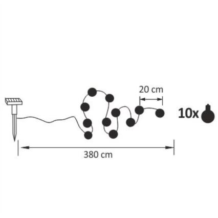 LED Соларен декоративни лампички LED/1,2V 300 mAh 3,8 m IP44