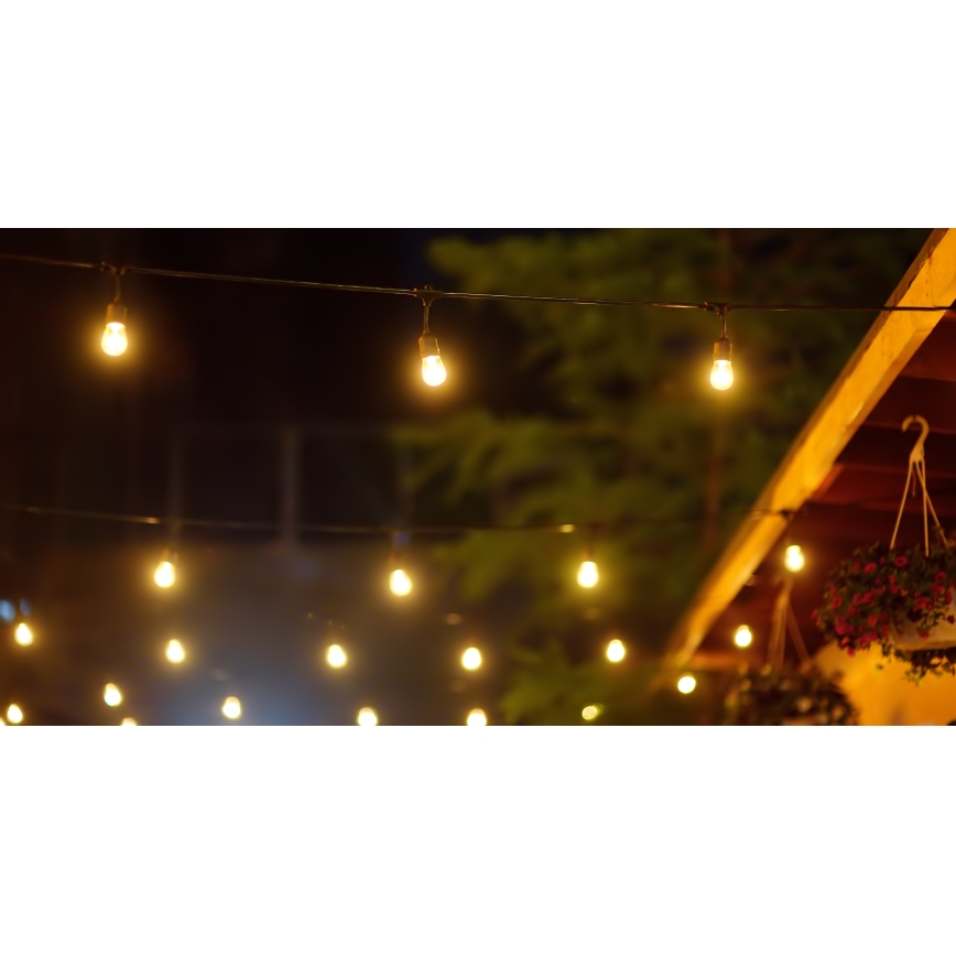 LED Димируем соларен екстериорен верига PARTY 10xE27/3,7V 1800 mAh 10 m IP44 + дистанционно управление