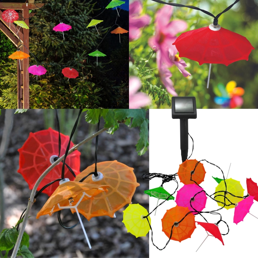 LED соларен гирлянд 10xLED/1,2V 300 mAh 3,8 m IP44 чадъри