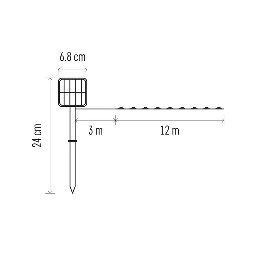 LED соларна верига LED/2,4W/1,2V 1xAA 15 м IP44 3000K 600 mAh