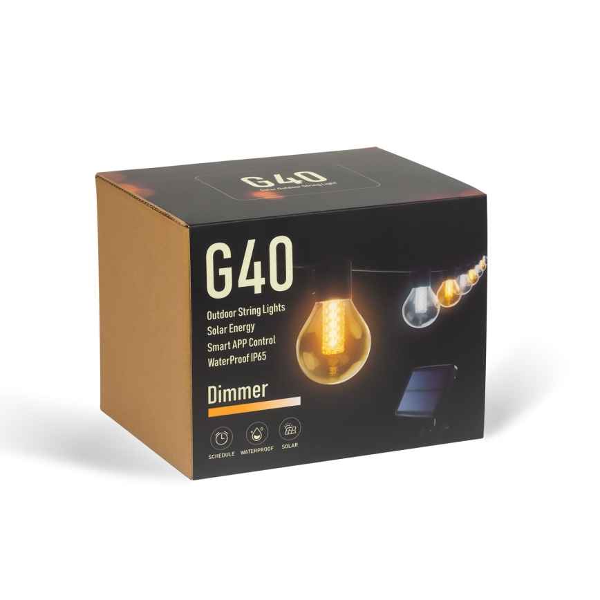 LED димируема соларна верига 15xLED/1,5W/3,7/5V 2700-10000K 2200 mAh 9 m IP65 черна + дистанционно управление