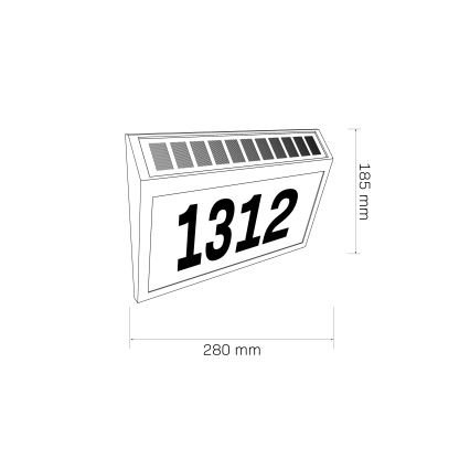 LED Соларен номер на къща NUMERO LED/3,7V 6000K 1200 mAh IP44 черен