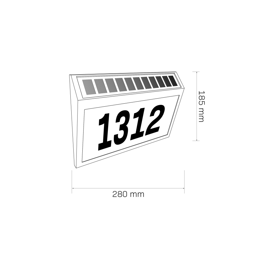 LED Соларен номер на къща NUMERO LED/3,7V 6000K 1200 mAh IP44 черен