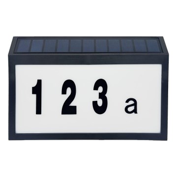 LED Соларен номер за къща NUMERO LED/3,7V 6000K 1200 mAh IP44 черен