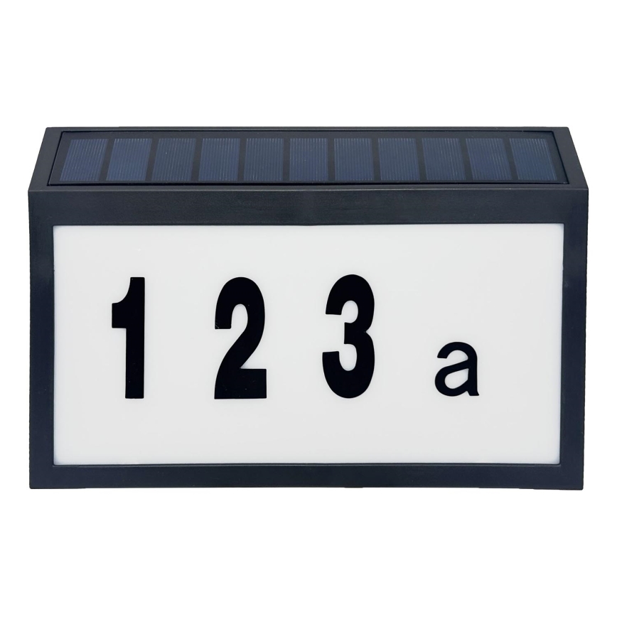 LED Соларен номер за къща NUMERO LED/3,7V 6000K 1200 mAh IP44 черен